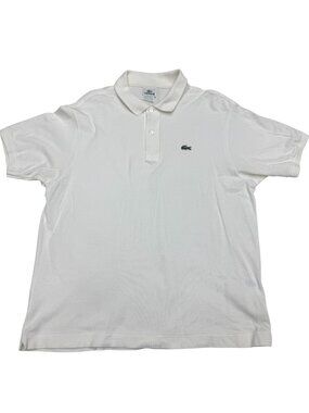 Lacoste Men's 100% Cotton White SS Polo Shirt Classic Fit Iconic Logo, Size 6